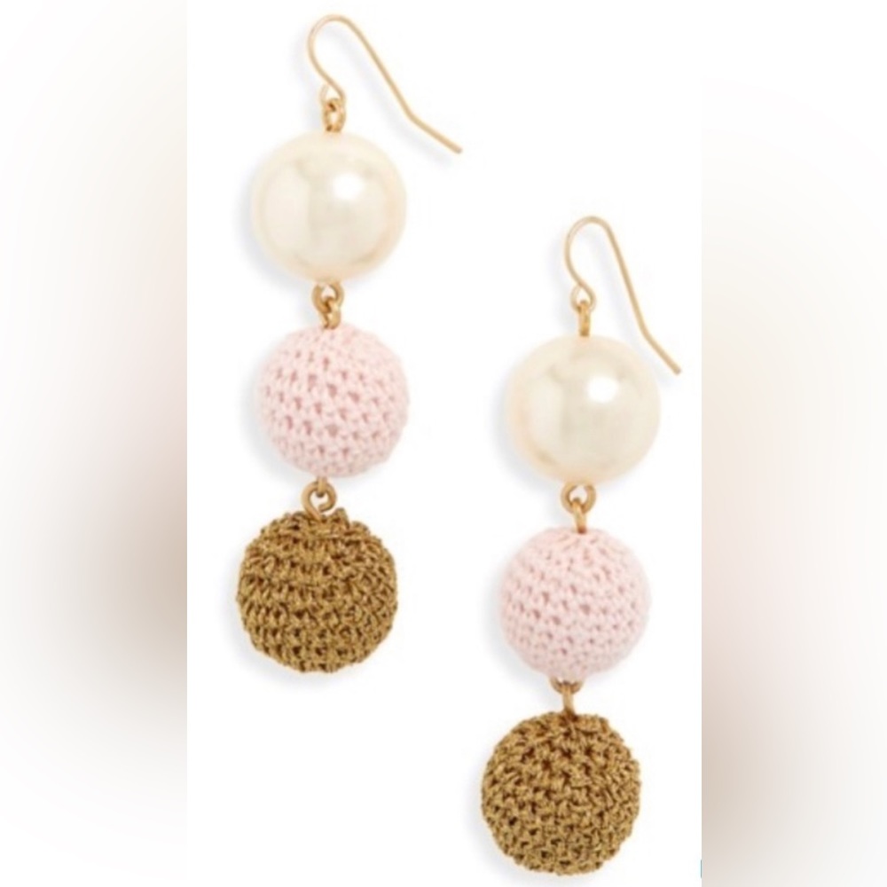 J. Crew Crochet 🧶 Bead and Pearl Drop Earrings NWOT